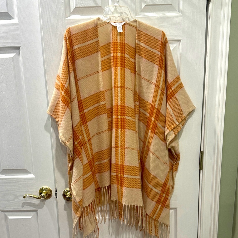 LC Lauren Conrad Checkered Wrap in Orange and Cream